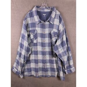 KingSize Mens 7XL Tall Shirt Long Sleeve Plaid Blue NWT